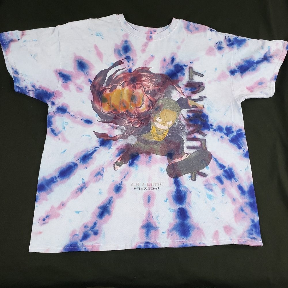 CUSTOM Travis Scott Anime Codeine Tie Dye Shortsleeve Shirt Mens Large Houston